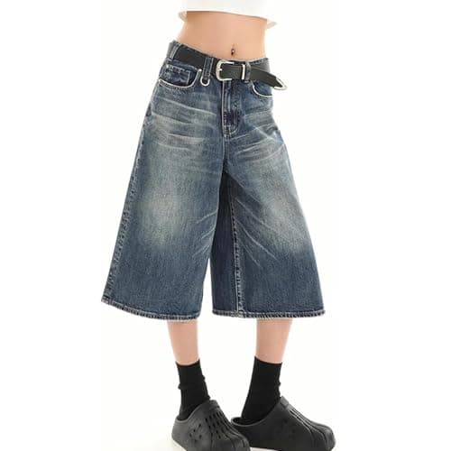 Y2k Baggy Jean Shorts Jorts Y2k Hip Hop Shorts Skater Jeans Grunge Jorts Aesthetic Cropped Pants thumbnail 6