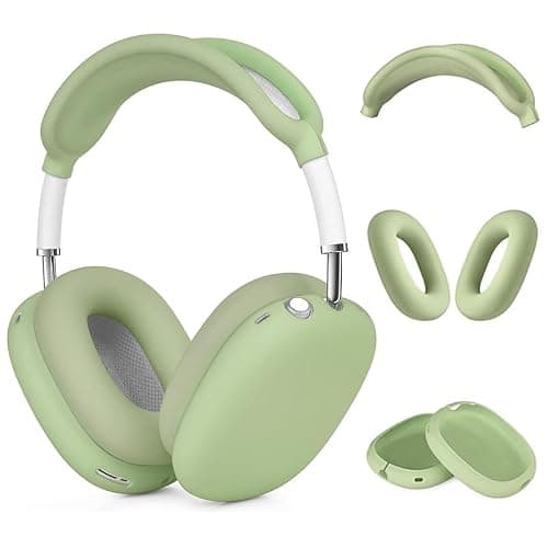 Silicone Case Cover for AirPods Max Headphones，Anti-Scratch Ear Cups Cover/Ear Pad Case Cover/Headband Cover 3 in 1 Accessories Silicone Protector for Apple AirPods Max（Green） - Image 1
