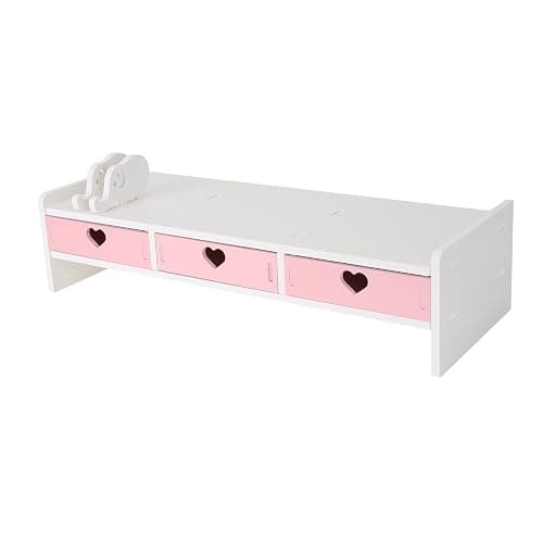 CONKAWACA Cute Monitor Stand Kawaii Desk Organizer Cute Desk Organizer with Drawers Monitor Riser Computer Stand thumbnail 4