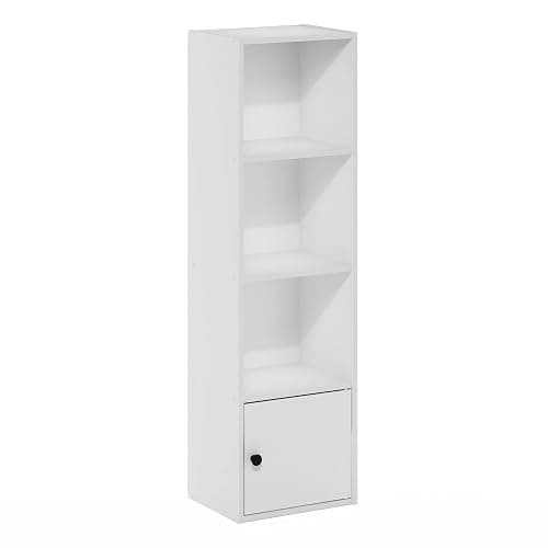 Furinno Luder Shelf Bookcase with 1 Door Storage Cabinet, White thumbnail 9