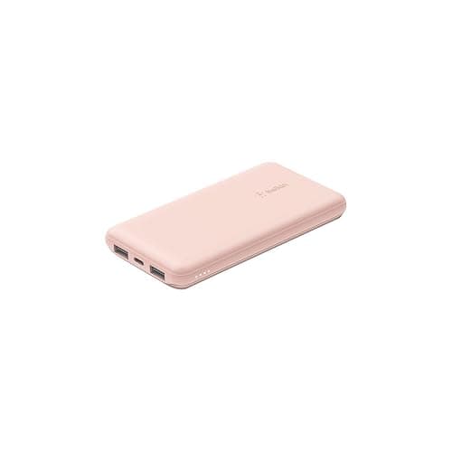 Belkin 10000mAh portable power bank, 10K USB-C portable charger with 1 USB-C port and 2 USB-A ports, battery pack for up to 15W charging for iPhone, Samsung Galaxy, AirPods, iPad, and more - Rose Gold thumbnail 4