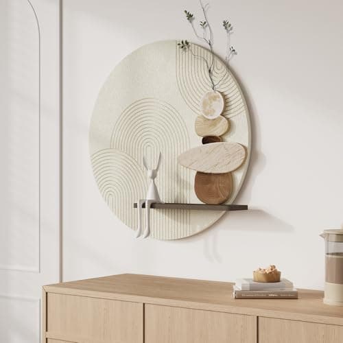 3D Textured Neutral Abstract Wall Art Decor with Shelf, Boho Beige and Brown Artwork for Walls, Modern Minimalist Wall Decor for Living Room, Hallway, Dining Room, Kitchen, Bedroom, Office 24x24 Inch thumbnail 5