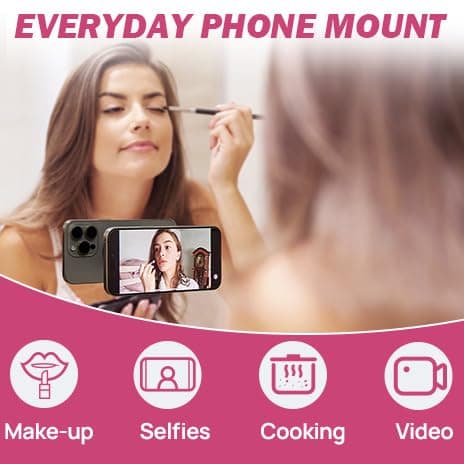 JOYTUTUS Shower Phone Holder, Reusable Suction Cup Phone Mount for Shower, Mirror, Kitchen, Window & Bathroom, Shower Phone Mount Compatible with iPhone 17, 16, 15, 14, 13 & All Phones,Pink,1 Pack thumbnail 2