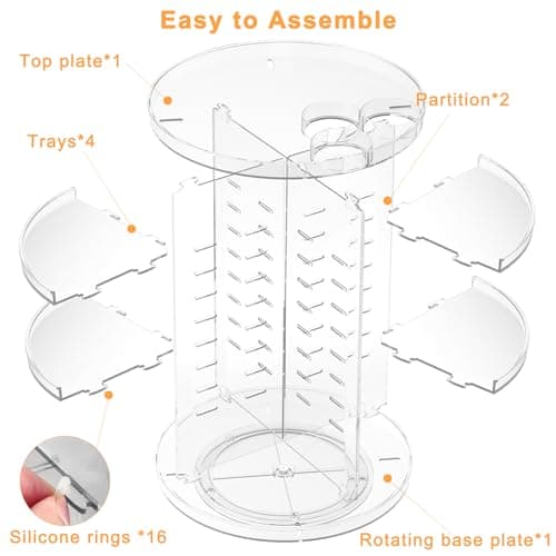 Rotating Makeup Organizer, DIY 8 Adjustable Layers Spinning Skincare Storage, Cosmetic Display Case with Brush Holder and Perfume Tray, Multi-Function Vanity Bathroom Countertop Organizer Clear thumbnail 7