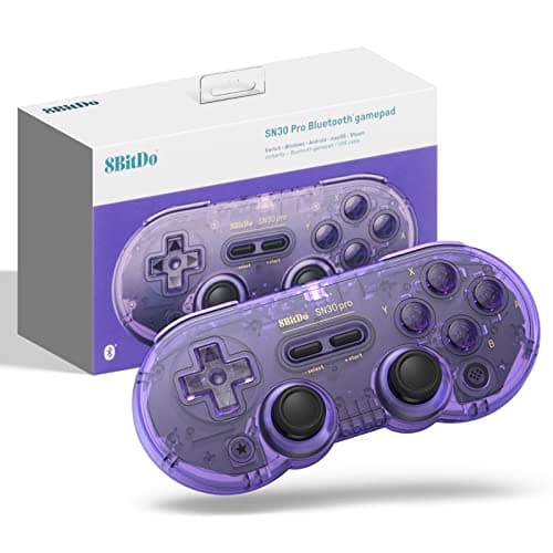 8Bitdo SN30 PRO Bluetooth Game Controller Compatible with Switch PC, Wireless Gamepad for PC, Windows, Android, macOS, Steam, Raspberry Pi (Transparency Purple) - Image 1