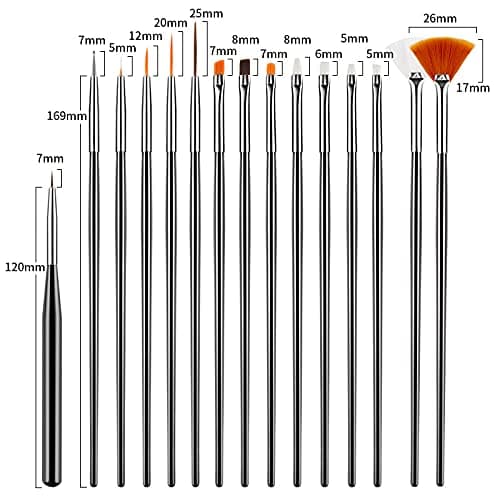 Artdone 31pcs Nail Art Brushes, Nail Art Tool Set, Dotting Tools, Dust Brush,Striping Brushes for Long Lines, Drawing Pen For Gel Polish Design supply - 31pcs thumbnail 2