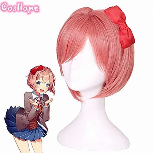 Oulores Doki Doki Literature Club Sayori Cosplay Wig Hair Role Play Halloween Christmas Comic Convention Costume Party Wigs + Wig Cap thumbnail 2