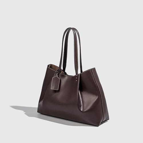PU Leather Tote Bags Detachable Inner Pouch Shoulder Handbags for Women | Large Capacity For Work Commute; Magnetic snap closure; sturdy PU leather; Coffee & Black optional; thumbnail 3