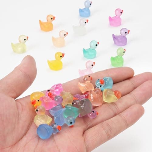 CRTWDMAN 240Pcs Luminous Mini Resin Ducks,Tiny Ducks Glow in The Dark,Little Ducks,Small Ducks to Hide,Miniature Figures for Party Favor thumbnail 7