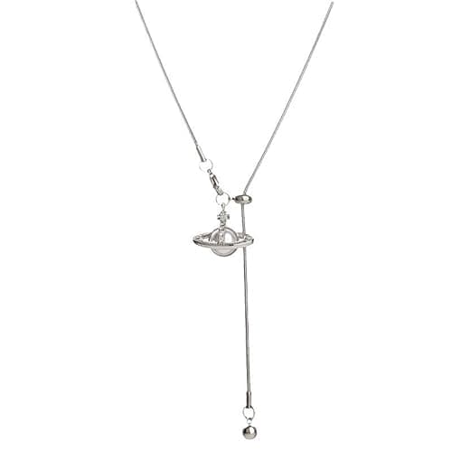 Buyongwant Saturn Necklace for Women Y2k Irregular Adjustable Pull Chain Fashion Silver Jewelry - Image 1