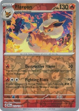 Pokemon - Flareon 013/131 Prismatic Evolutions – Reverse Foil Single Card - Image 1