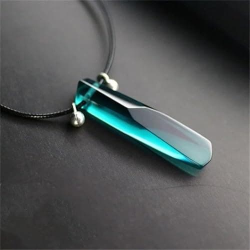 AllKindGifts Anime Crystal Pendant Necklace, Teal Blue Stone with Black Cord, Unisex Gift for Anime Lovers thumbnail 3