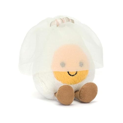 Jellycat Amuseables Boiled Egg Bride Stuffed Toy, 5.5 inches - Food Plush - Fun Wedding & Engagement Gift - Image 1