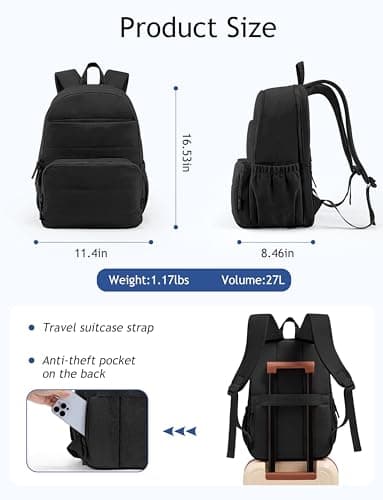 Uselike Travel Backpack for Women, 15.6 Inch Laptop Backpack, Quilted College Bookbag, Cute Work Backpacks, Water Resistant thumbnail 4