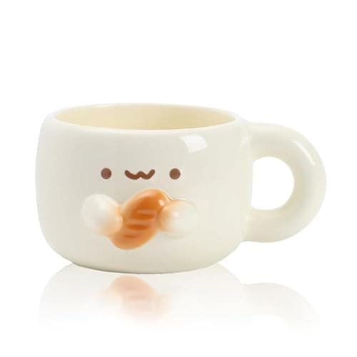 Tmtior Creative Kawaii Anime Ceramic Coffee Mugs,10 oz Hand-made Tea Cups, Cute Gifts For Women Men Kids (Bread) - Image 1
