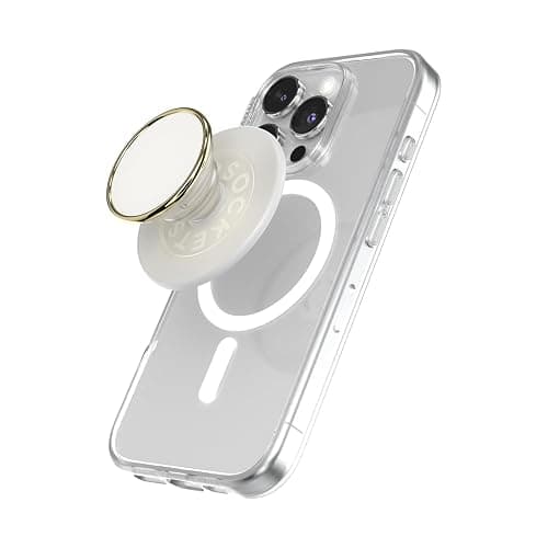 PopSockets Phone Grip for MagSafe with Kickstand, Magnetic Stand, Swappable Top, Secure Hold for iPhone MagSafe Cases, Phone & Tablet Grip, Cute PopSockets - Enamel Coconut Crème - Image 1