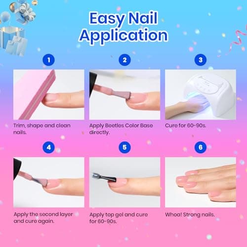 Beetles Rubber Base Gel Nail Polish, 6 Colors Nude Gel Polish Pink Peach Neutral Sheer French Tips Base Colors for Nails Flexible U V LED Soak Off for DIY Home Manicure Nail Gifts thumbnail 8