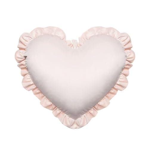 FZETVN Heart-Shaped Throw Pillows, Velvet Heart Pillows 20×16inches Ruffled Heart Pillow Home Decoration Love Cushion for Bed Sofa Living Room Light Pink thumbnail 3