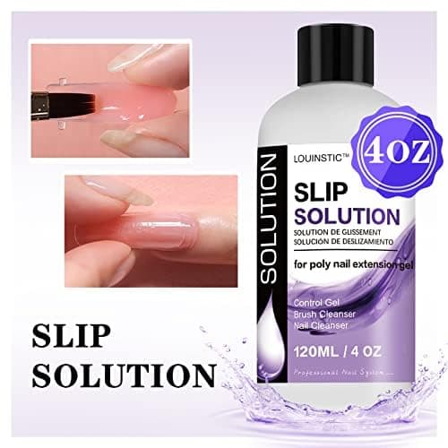 LOUINSTIC Poly Nail Gel Slip Solution - 4oz Slip Solution for Poly Nail Extension Gel, Anti-Stick Slip Solution for Nails, Brush Clean Liquid, Easy to Use, Beginners, Home Salon thumbnail 2