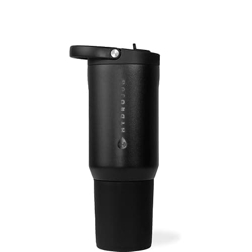 HydroJug Sport - Stainless Steel Tumbler with Straw, Vacuum Insulated, 20oz Leakproof Water Bottle, Ergonomic Design, Reusable, Dishwasher Safe, Rubber Base, Durable for Gym or Outdoors, Black - Image 1