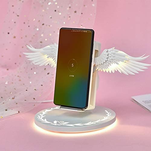 Wireless phone charger 10W Smart Vertical Angel Wings Shape Mobile Phone Wireless Charger with Lighting Base tlf thumbnail 3