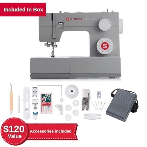 SINGER® Heavy Duty 4452 (Grey) High Speed Sewing Machine + Accessories | 32 Built-In Stitches Deliver 110 Stitch Applications | 50% More Power for Thick Fabrics, 1100 Stitches/Min, 1-Step Buttonhole thumbnail 2