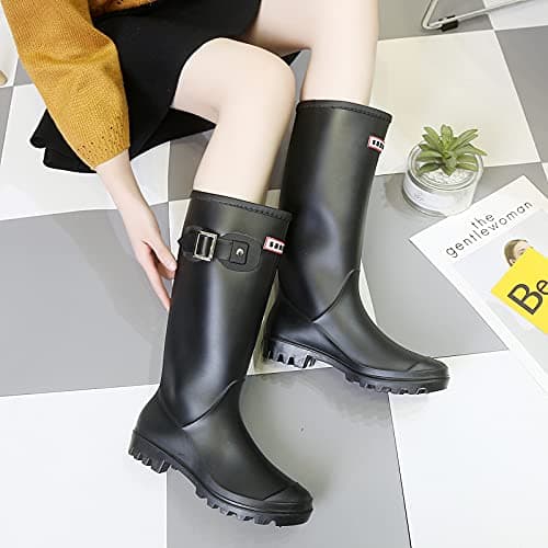 Rain Boots for Women, Waterproof Garden Shoes Womens Rubber Boots, Non-Slip Knee-high Rainboots for Ladies, Lightweight Women Work Tall Fishing Boots, Fashion Mid-Calf Rain Shoes for Outdoor thumbnail 6
