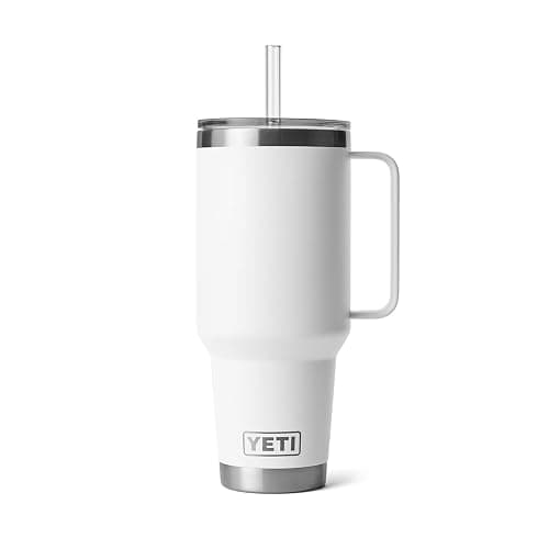 YETI Rambler 42 oz Tumbler with Handle and Straw Lid, Travel Mug Water Tumbler, Vacuum Insulated Cup with Handle, Stainless Steel, White thumbnail 3