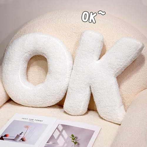 Letter Pillows A-Z, Monogram Throw Pillow 15.7in - Plush Alphabet Cushions for Sofa, Bed, Kids Room - Decorative Initial Pillows (Black/White) for Home Decor, Heart & LOVE Photo Props (White-D) thumbnail 5