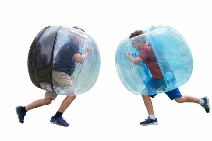 HearthSong Inflatable Bumper Balls for Kids, 2-Pack Wearable Bubble Bumpers, 47.5-Inch Outdoor Body Bouncers for Backyard Play, Parties, Tumbling and Active Family Fun - Image 1