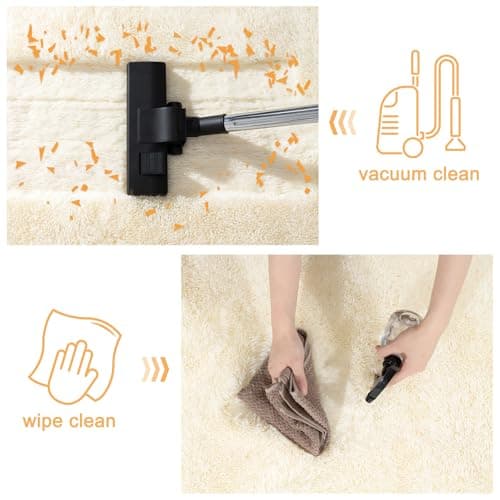Quntue Cream Rugs for Bedroom, Ultra Fluffy Fuzzy Shag 5x7 Area Rug for Living Room, Modern Plush Soft Upgrade Non-Slip Carpet for Kids Girls and Boys, Dorms, Nursery, Home Decor Aesthetic thumbnail 5