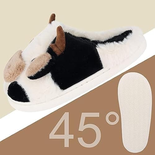 Shoppawhile Hausschuhe Damen Winter Kuh Geschenke für Frauen Plüsch Warme Kuschel Flauschige Kuh Pantoffeln Lustige Kuh Geschenke Rutschfeste Cozy Kuh Slippers thumbnail 7