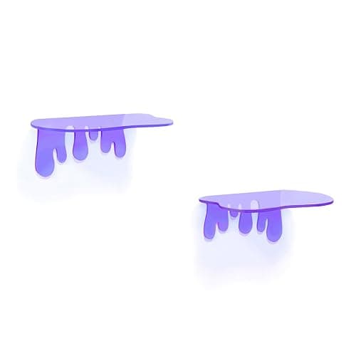 SetGame 2-Pack Small Acrylic Shelves, 7 Inch Floating Shelves, Purple | Display Shelves For Wall, Home Room Decor Wall Shelves for Small Album & Items Organizer Display Dripping Wall Decor thumbnail 7