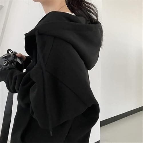 Pooyikoi Women Harajuku Zip Up Hoodie Vintage Long Sleeve Oversized Solid Color Hoodies Korean Pocket Drawstring Sweatshirts thumbnail 3