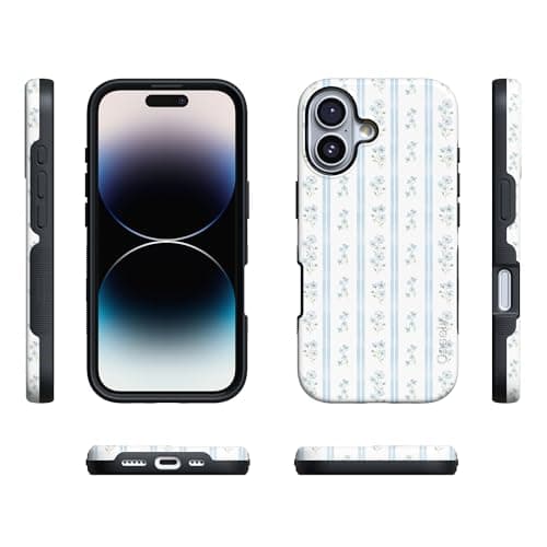 Casely iPhone 17 Case | Cottage Stripe | Blue Floral | Bold Protective Design | Compatible with MagSafe thumbnail 8