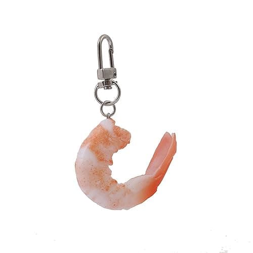 HSYHERE Men Women Creative Interesting Novelty Stylish Mini Simulated Food Orange Shrimp Keychain Key-ring Pendant - Image 1