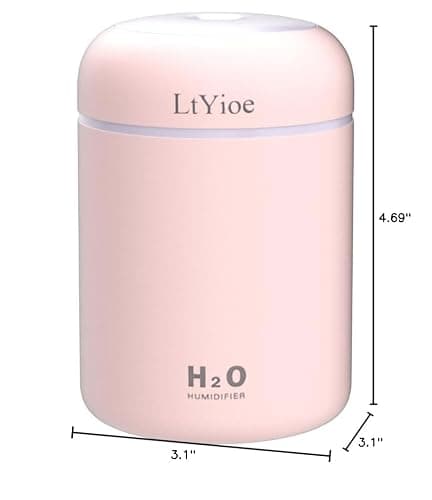 LtYioe Colorful Cool Mini Humidifier, USB Personal Desktop Humidifier for Car, Office Room, Bedroom,etc. Auto Shut-Off, 2 Mist Modes, Super Quiet. (Pink) thumbnail 2