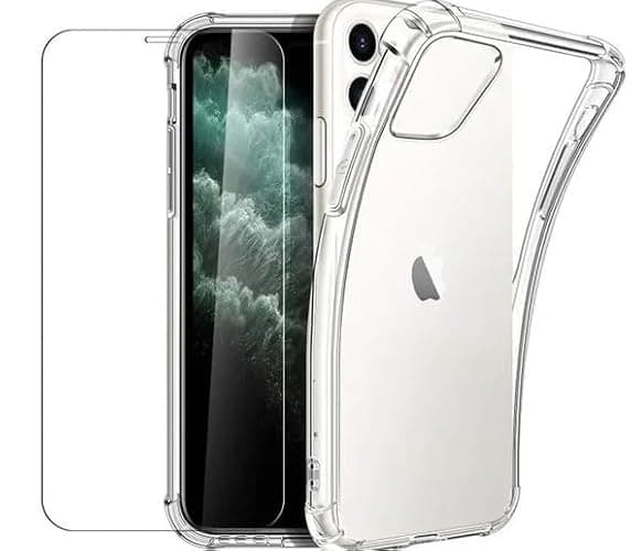 New&Teck Coque pour iPhone 11 (6.1) + [Verre Trempé Protection écran], en Transparent Silicone TPU Souple [Bumper avec Coins Renforcés], Protection Claire. - Image 1