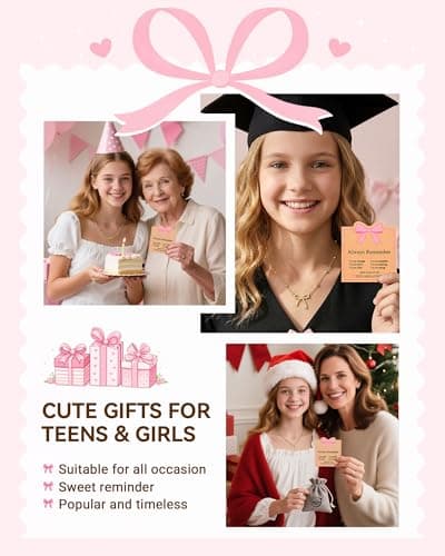 UNGENT THEM Bow Necklace Jewelry Tween Teen Girl Gifts Trendy Stuff Cute Girly Preppy Things 8 10 12 14 16 18 13 11 9 Year Old Birthday Back to School Graduation for Teenage Girls Ideas thumbnail 6