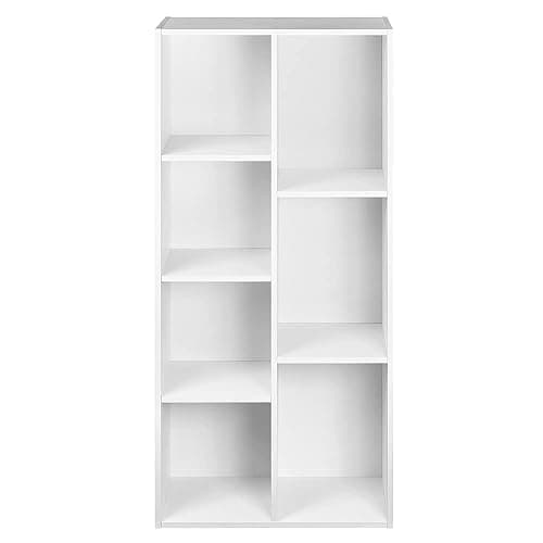 Amazon Basics 7 Cube Organizer Bookcase Shelf, Storage for Home and Office, 9.25"D x 19.49"W x 41.73"H, White thumbnail 4