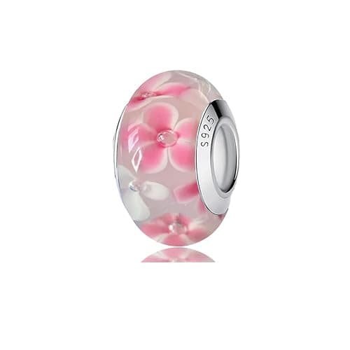 Original Murano Glass Charms for Pandora Bracelets, Authentic 925 Sterling Silver Charms for Bracelets, Murano Flowers Charms, Glass Beads fit Pandora Style Bracelet for Women - Image 1