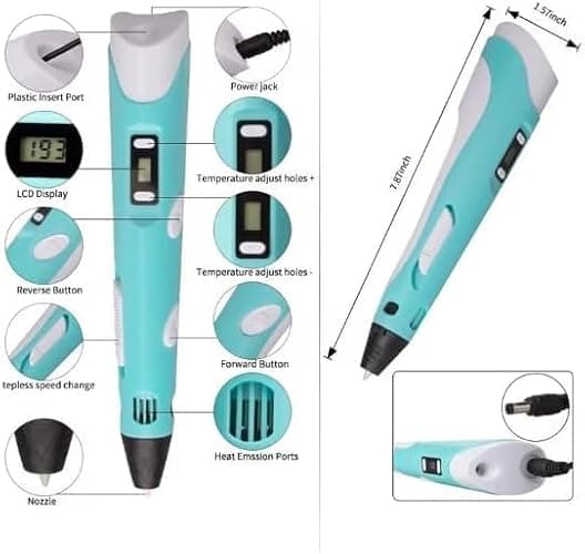 SCRIB3D P1 3D Printing Pen with Display - Includes 3D Pen, 3 Starter Colors of PLA Filament, Stencil Book + Project Guide, and Charger thumbnail 2