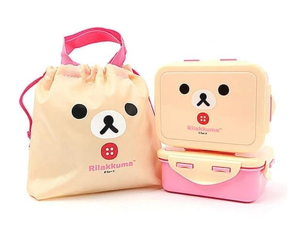 Cute Bear Bento Box, Lunch Box with Bag, Snack Containers Set, 4.9 x 3.6 x 1.9 inches (Ivory) thumbnail 4