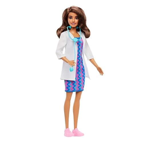 Barbie Careers Doctor Fashion Doll Wearing Removable Look with White Coat, Dress & Shoes, Plus Stethoscope Accessory thumbnail 4