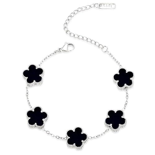 FLY FEI 18K Gold-Plated Four Leaf Clover Bracelet for Women,Adjustable lucky Bracelet Set Jewelry Gift-Hypoallergenic Charm for Birthdays, Wellness & Daily Wear - Image 1