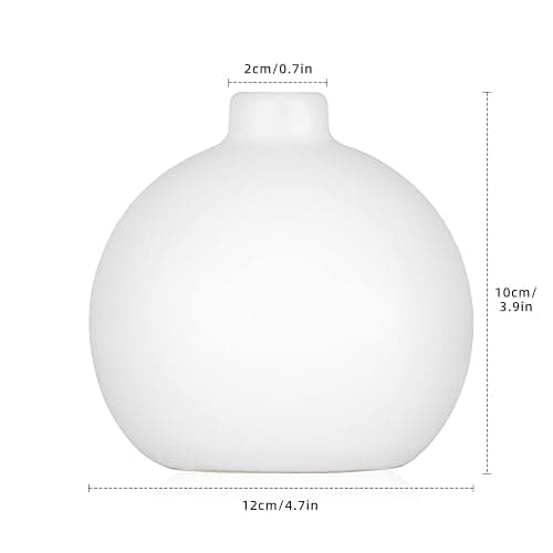 YAJODI Ceramic Vase Small White Vase- Flower Vases for Home Decor, Dry Flower Vases for Modern Farmhouse, Living Room Decoration, Table Décor, Bookshelf, Mantle, Entryway (White) thumbnail 3
