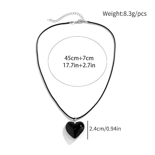 Fuqimanman2020 Y2K Big Heart Pendant Necklace Chunky Glass Puffy Heart Necklace Trendy Jewelry for Women thumbnail 2