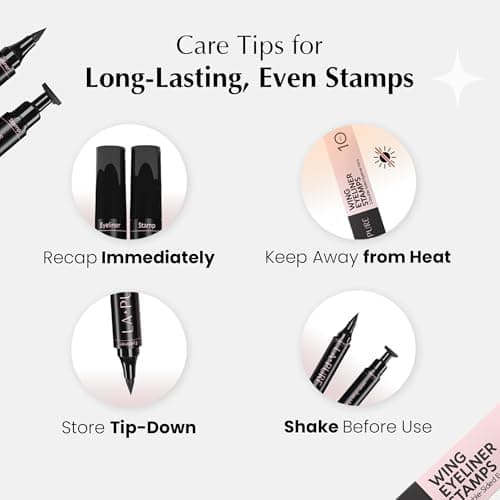 LA PURE Waterproof Liquid Eyeliner Stamp Winged Eyeliner Tool 2x Cat Eye - Winged & Fine Tipped Pen Eyeliner Stencil Smudge Proof Black Eye Liner Tiktok Trend Items Wing Stamp - Black 10mm thumbnail 10