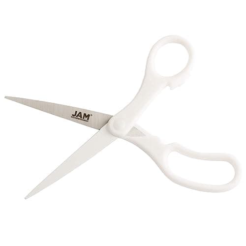 JAM PAPER Multi-Purpose Precision Scissors - 8 Inch - White - Ergonomic Handle & Stainless Steel Blades - Sold Individually thumbnail 4