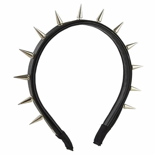 BaBakiak Spiky Leather Headband Punk, Emo Headband for Women, Spiked Punk Rock Party Accessory - Image 1